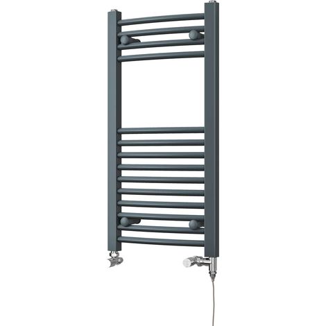 Zennor - Anthracite Dual Fuel Towel Rail H800mm x W400mm Standard - Curved (1/3)