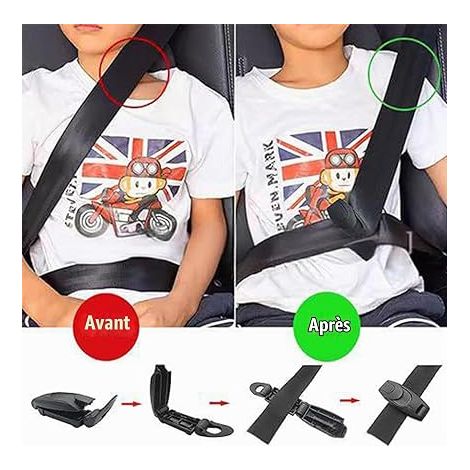 Fixations de Ceinture de Sécurité, Clip Réglable pour Siège Auto (noir) (1/3)