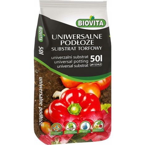 Substrato di torba Biovita, substrato universale per giardinaggio, 50 litri (1/2)