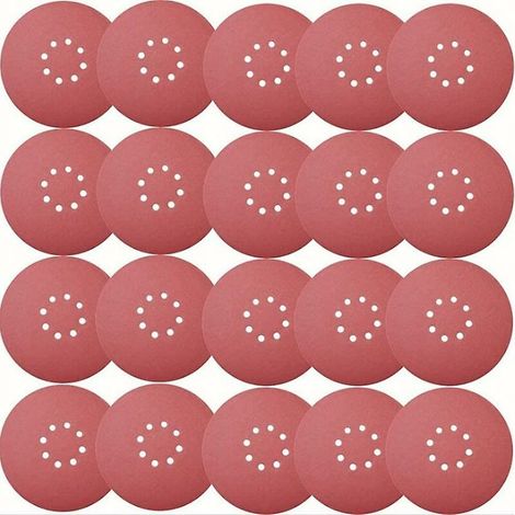 Disque de ponçage 30pcs Disques de ponçage, Disques de ponçage Diamètre 225 mm Grain5x Pp40/60/100/120/180/240 8 trous en rouge Papier de verre pour construction sèche (1/5)