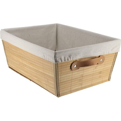 Ankleidekorb bambus b45 x t32,5 x h18 cm - bambus leinenstoff - Tendance