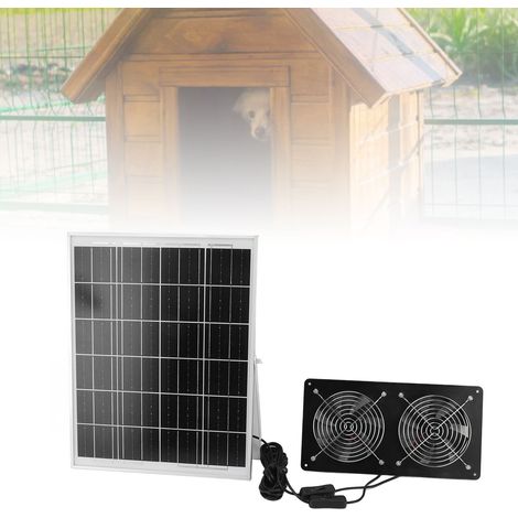 Ventilateur Solaire Dual 30W IP65 avec Panneau en Aluminium 17mm et Verre Trempé - Kit Ventilation pour Maison Animaux, Serre ou Abri (1/4)