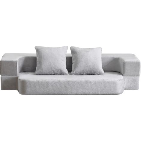 CHICFURN Divano letto 190x102x42 cm in schiuma grigio chiaro senza montaggio per soggiorno e camera (1/5)