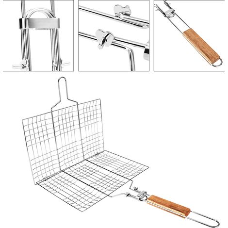 Filet de barbecue en maille métallique, pince à poisson grillé, outil de camping en plein air (1/5)