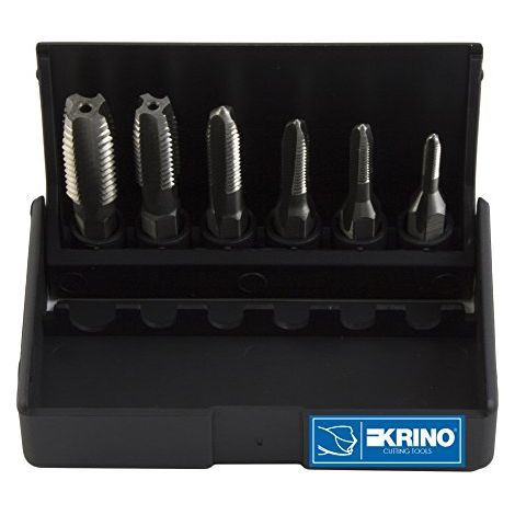 KRINO 19020210 Set 6 Pezzi Maschi HSS con Attacco Esagonale 1/4 per Acciaio e Metalli (1/3)