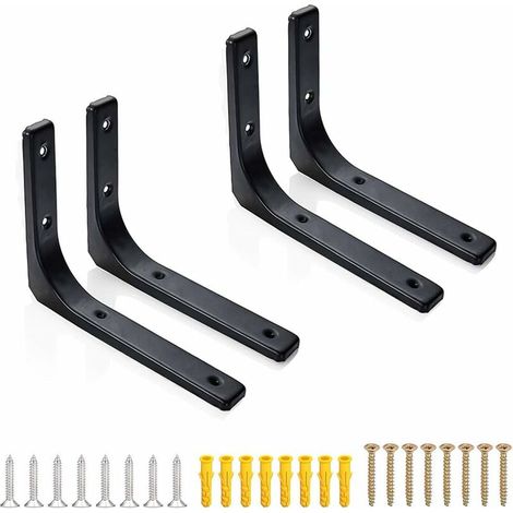 4-teiliger Regalträger, 150 mm, schwarz, zur Montage offener Regale. – AquaForge