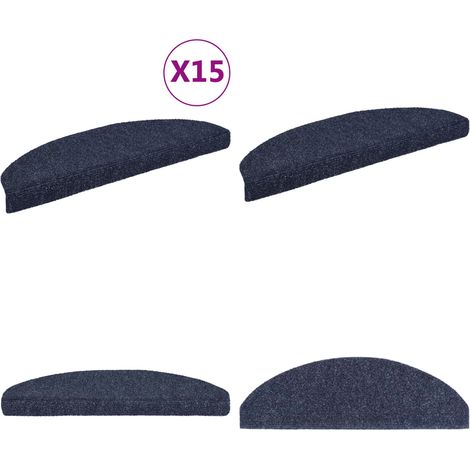 15-tlg Selbstklebende Treppenmatten Nadelvlies 65x21x4cm Blau - Stufenmatte - Treppenmatte - Treppenschutz - Laufmatte - Anti-Rutschmatte - Home & Living
