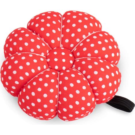 Alfiletero de muñeca con banda elástica, cojín para agujas con forma de calabaza para coser, cojín portátil para agujas para labores de aguja o proyectos de manualidades (rojo) (1/3)