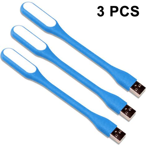 Lampe LED USB - 3 Lampes Mini avec Bras Flexible - Pour Clavier Ordinateur Portable Lecture Bureau Camping - 3 Pièces (1/5)