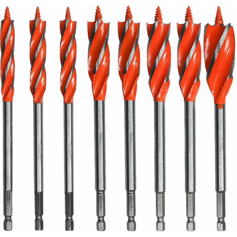 Jeu de 8 Fraises à Mortaiser 4 Lèvres, Forets d'Alésage pour Serrure de Porte, Outils de Menuiserie Bois (1/4)