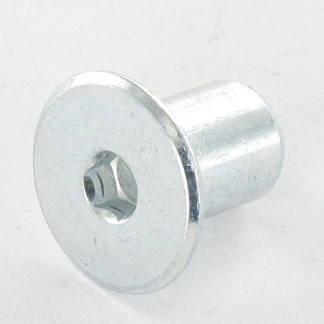 Vis Express – Ecrou relieur tête plate M6 – Acier zingué – Diamètre tête 15mm, corps 8mm, longueur sous tête 12mm – Clé de 4 – 1 pièce - HC4-1