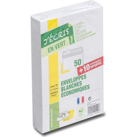 Enveloppes - C6 - Blanches - Auto-adhésive - Paquet de 60 (1/2)
