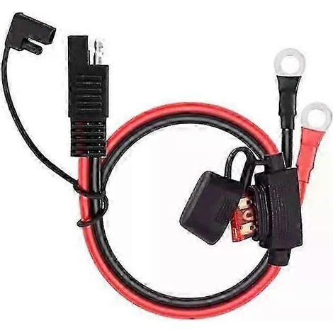 Faisceau de câbles SAE vers bornier à œillet, 18 AWG, 16 AWG, 14 AWG, 12 AWG, 10 AWG, rallonge de batterie SAE de 60 cm, compatible avec panneaux solaires, motos, voitures et camping-cars - SNNGV (1/5)