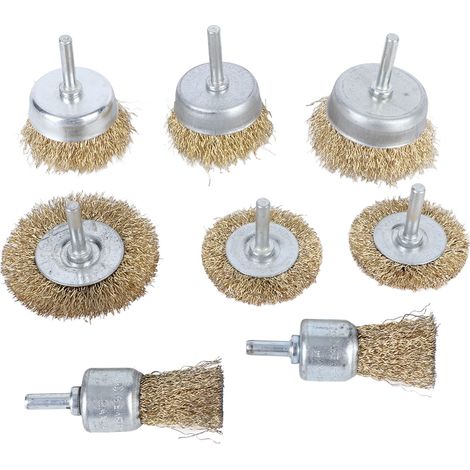 Brosse Métallique Pour Perceuse - Acier Inoxydable Polissage Dérouillage Ébavurage - Atelier Garage Bricolage - Lot De 8 Pièces (1/5)