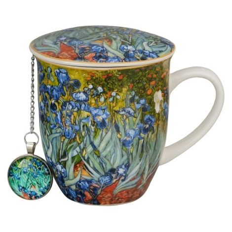 Taza con diseño de lirios de Van Gogh, con infusor y colgante, 400 ml.