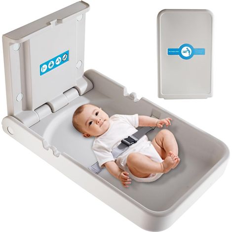 Table à Langer pour Bébé Murale, Unité de Changement de Bébé, Station de Changement de Bébé Avec Sangle de Sécurité Table à Langer pour Nourrissons pour Toilettes Commerciales (1/5)