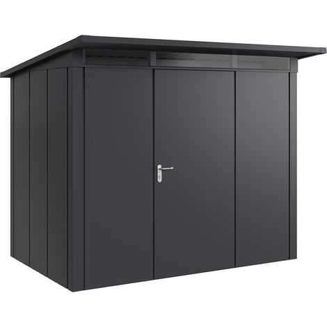 Hörmann Metall-Gerätehaus "Juno" mit Pultdach, JPD8 - Design, 262 x 166 cm (B x T), anthrazit, 1-flüglige Tür, Anschlag rechts (1/5)