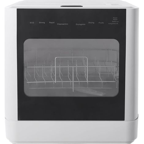 Mini lave-vaisselle 800 W, avec fenêtre de visualisation, séchage à l'air chaud, 5 programmes et 2 types d'alimentation en eau, lave-vaisselle de table pour appartement