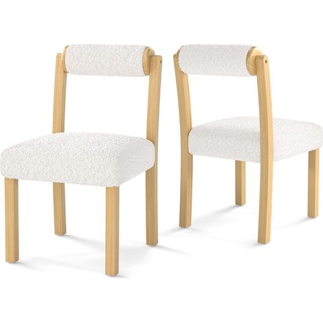 Sedie da cucina e sala da pranzo con rivestimento e struttura in legno, Set di sedie da pranzo in egno da 2 Naturale+Bianco (1/4)