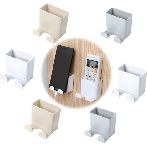 Wandhalterung für Fernbedienung und Smartphone – ABS-Kunststoff – Selbstklebend – Weiß, Grau, Beige – 1 Stück (1/5)
