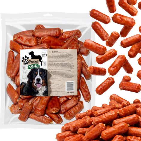 Delikatesse, Snack für Hunde: Würstchen mit Kaninchenfleisch, 5 cm, Mr.Pretzel, 500 g