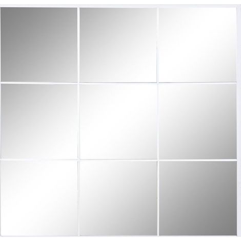 Miroir mural blanc élégant en verre et fer - Blanc immaculé