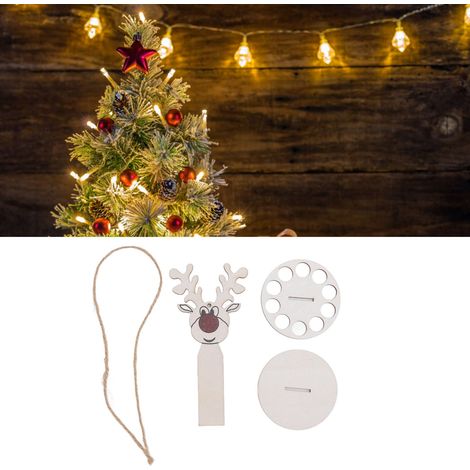 Porte-monnaie de Noël unique - Une décoration de bureau unique en bois représentant un bonhomme de neige et un renne, en forme de sapin de Noël. (1/5)