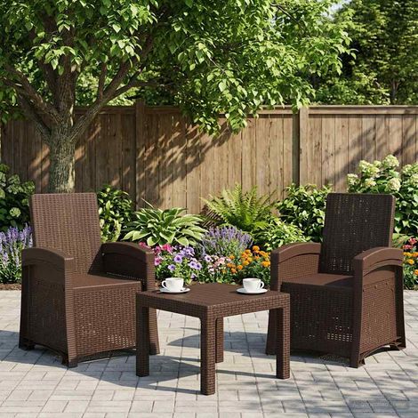 vidaXL Sedia da giardino reclinabile effetto rattan 2 pcs Marrone PP (1/5)