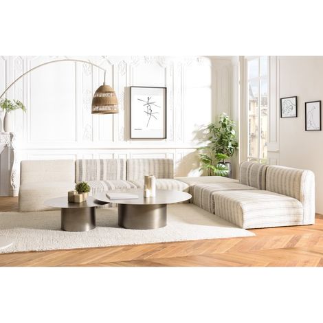 GLORIA - Canapé modulable 6 pièces en coton gris et beige (1/5)
