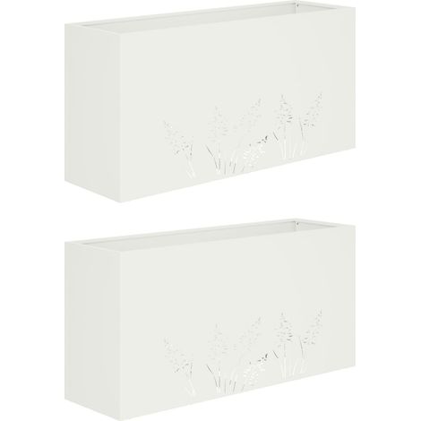Macetero de Jardín 2 uds. Blanco 100 x 30 x 49 cm vidaXL (1/5)