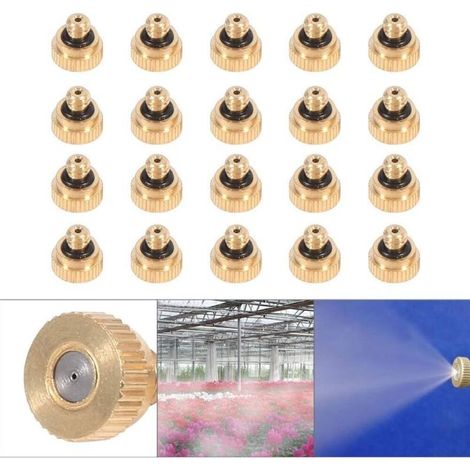 20 Pièces Buse d'atomisation, Filetage 10/24 UNC, 0,4mm, Laiton, Acier inoxydable, pour Irrigation Jardin, Refroidissement (1/4)