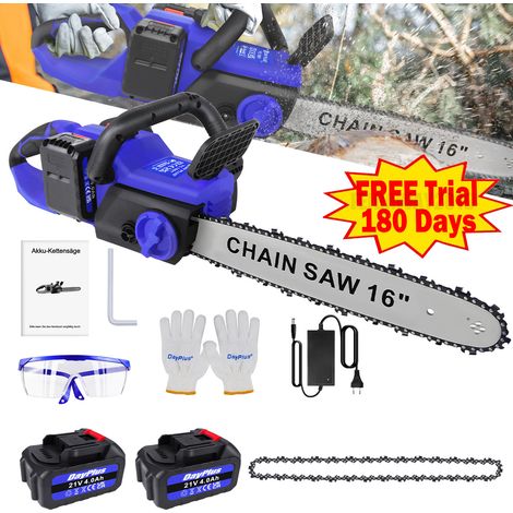 16" inch Cordless Chainsaw Cutter Garden Courtyard Branch Wood Cutting 2x Battery (1/5)