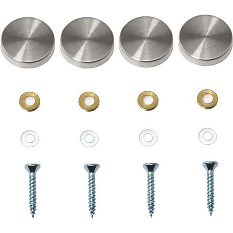Lot de 4 vis décoratives pour miroir, capuchons décoratifs pour clous, vis décoratives en acier inoxydable poli pour miroirs, armoires ou meubles en verre(0,79"/20 mm) (1/5)