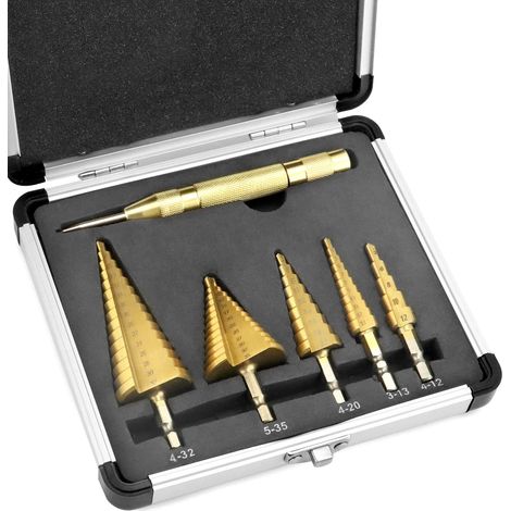 5 Größen HSS-Stufenbohrer 4241-4-12 mm/3-13 mm/4-20 mm/5-35 mm/4-32 mm – für Metall-/Holz-/Kunststoffplatten