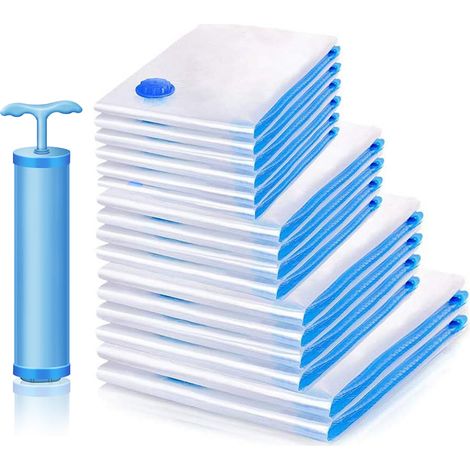 Sacs sous vide avec pompe main pour literie oreillers vêtements, lot de 16 (1/5)