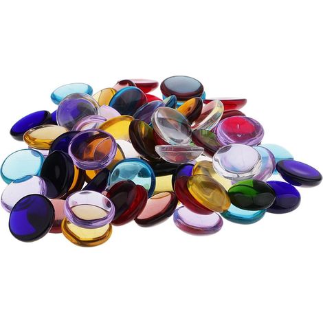 Galets décoratifs en verre multicolores, sachet de 100 g (1/5)