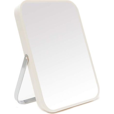 Desktop Makeup Mirror, 8-inch Portable Folding Mirror with Metal Stand, 90° Adjustable Rotation, Hanging Makeup Mirror for Bathroom, Shower, and Shaving (1/5)