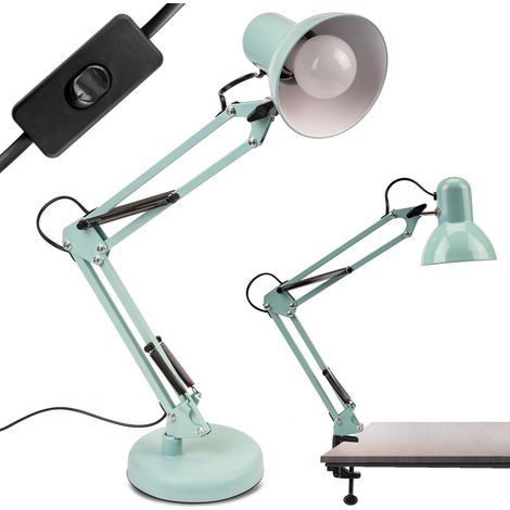Lampada da scrivania E27 TOBI Lumiled blu pastello + supporto per lampada da tavolo