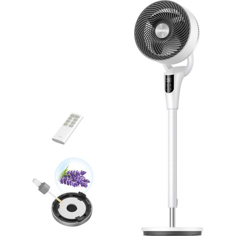 Ventilateur sur Pied Silencieux pour Chambre, Flux d’Air 27m, 20dB, Oscillation 90°, Moteur DC, 8 Vitesses, 3 Modes, Hauteur 96–106 cm, Minuterie 8H, Inclinaison 105° (1/5)
