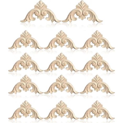 14 piezas de molduras decorativas de madera，adhesivos para tallado de madera，aplicaciones de esquina adecuadas para puertas，armarios y ventanas (1/5)