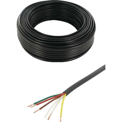 Cyclingcolors – Câble électrique de remorque 5 fils 12/24V 12A – 5 conducteurs 0,75mm² – Longueur 5 mètres – PVC noir pour attelage et signalisation