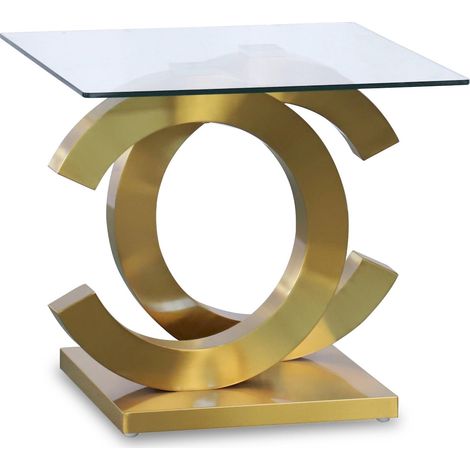 Table d'appoint design verre et dorure élégante - Or mat élégant et verre cristal (1/5)