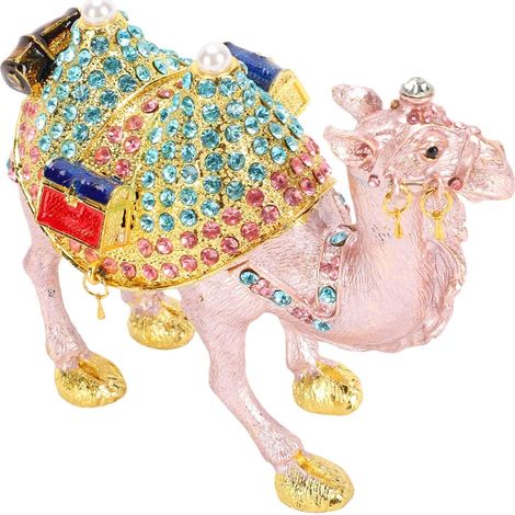 Camel Enamel Jewelry Box for Home Decor, Hand-Painted  Beaded Trinket Box, Secure Magnetic Closure, Pink Enamel, Gift for Women (Camel) (1/5)