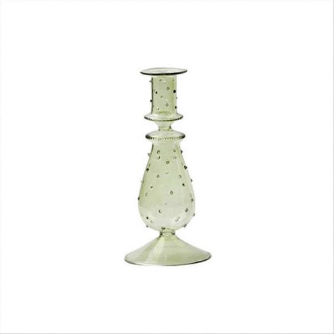 Bougeoir en verre vintage, vert transparent (1/5)