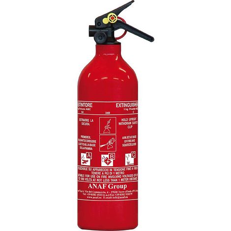 Extincteur à Poudre - Classe 5A 34B -C - 1 kg - avec Support
