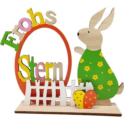 Panneau En Bois Easter - Motif Lapin Et Texte Happy Easter - Décoration De Table Pour Fête De Printemps - Idéal Pour Étagère, Cheminée Ou Plateau À Étages - 1 Pièce (1/5)