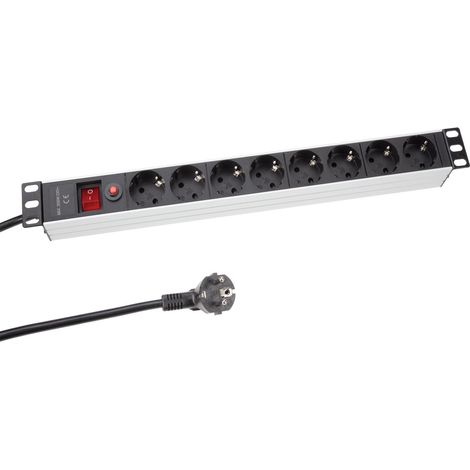 8-FACH PDU-Steckdosenleiste mit Schalter, Überlastschutz, Kabel 2.15 m, 3G1.5 (1/5)