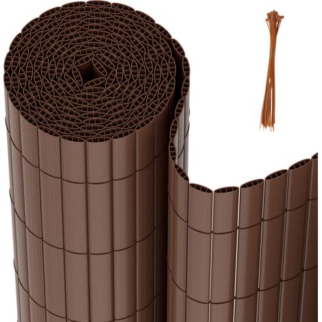 SWANEW Recinzione bifacciale in PVC. oscurante al 90%. Marrone.H.140 cm x L.600 cm (1/5)