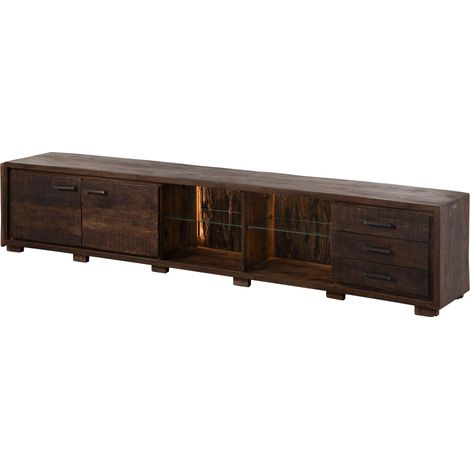 BARK 216 Mobile TV in legno di acacia - laccato / marrone scuro 235x40x47