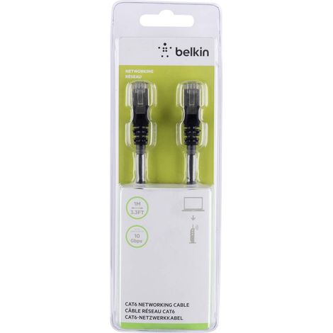 Belkin A3L981BT01MBKHS RJ45 Câble réseau, câble patch CAT 6 S/FTP 1.00 m noir avec cliquet dencastrement 1 pc(s) (1/2)